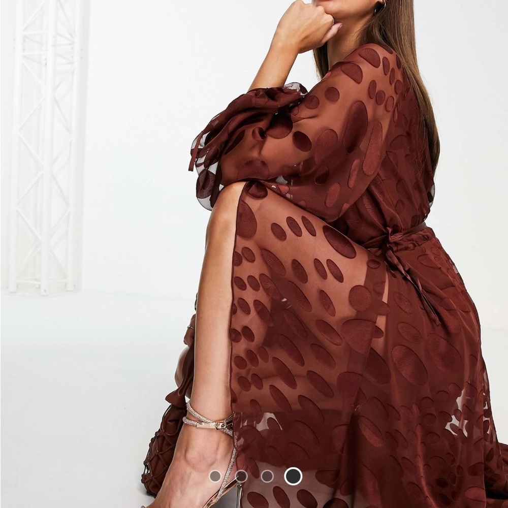 ASOS Tall Brown Wrap Dress - Picture 2 of 6